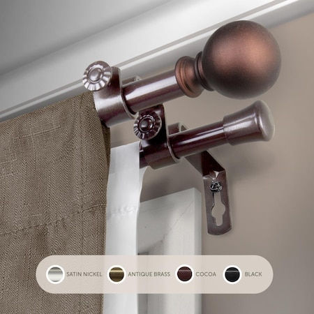 Central Design 0.625 in. Jayden Double Curtain Rod with 28 to 48 in. Extension, Cocoa 5710-287D